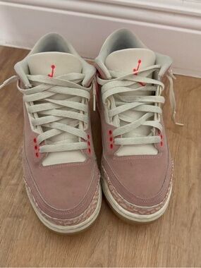 Jordan Pink Suede Low-Top Sneakers with White and Coral Accents